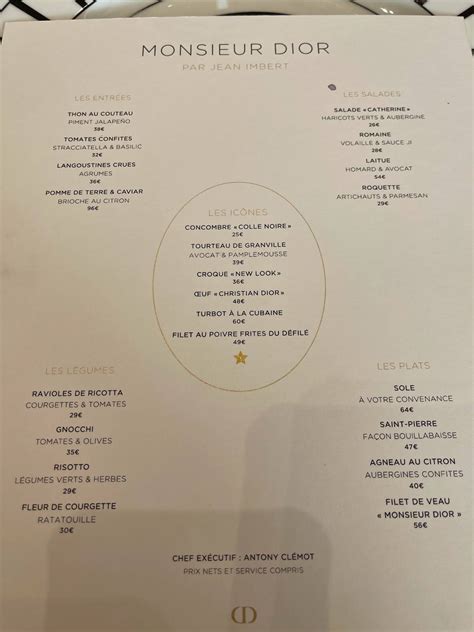 monsier dior|monsieur Dior menu.